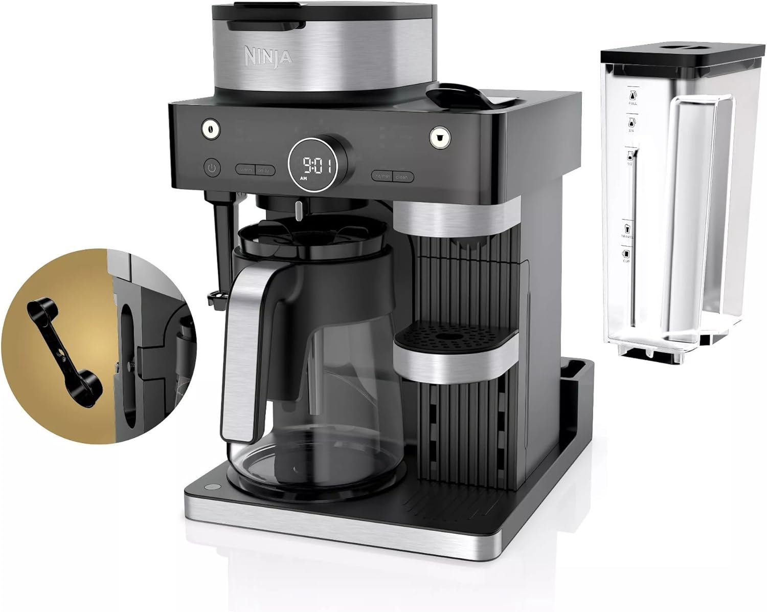 Ninja Refurbished CFN601 Espresso & Coffee Barista System - Single-Serve & 12-Cup Carafe with Frother