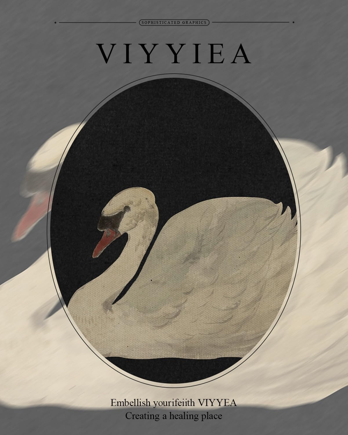 VIYYIEA Gold Framed Wall Art - Grace Swan Canvas Print for Vintage Home Decor | 10L x 8W