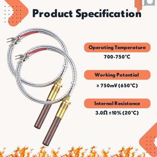 Otoolling 5 Pcs 36" Thermopile Generators with Two Lead for Gas 750mv Thermopile Fireplace Water Heaters Fryer Cluster Replacement Part