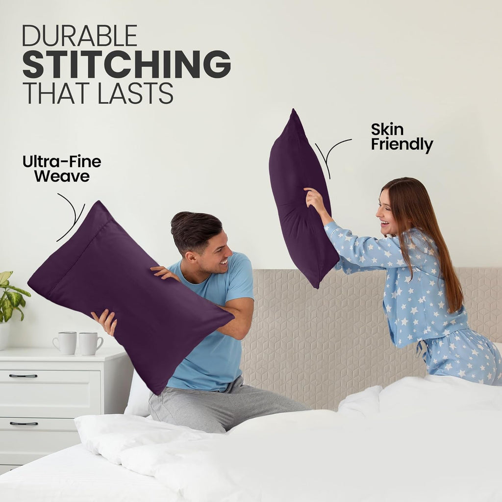 Utopia Bedding Queen Pillow Cases - Soft Brushed Microfiber - 2 Pack | Fade Resistant 20 X 30 Inches (Purple)