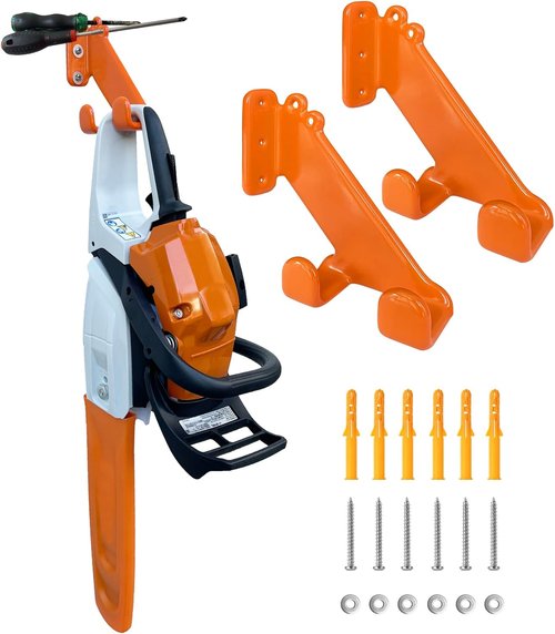 Heavy Duty Chainsaw Hanger by [Brand Name] - 2 Pack Wall Mount for Garage Organization & Storage