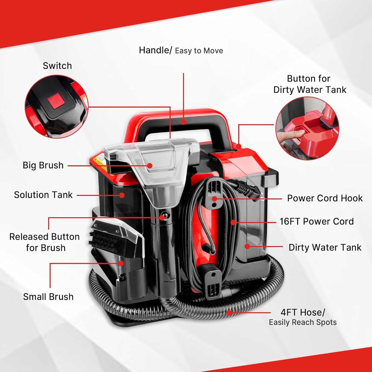 Shop-Vac Portable Carpet Cleaner - Powerful Spot Cleaner for Pet Stains | Lightweight & Versatile for Sofa, Rugs, Mattresses, and Car Seats