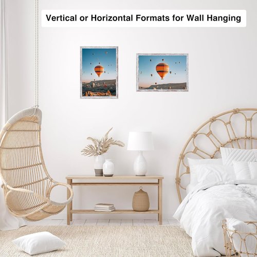 JCJMY 8x12 Picture Frame - Rustic White Wall Mounting for Horizontal or Vertical Display