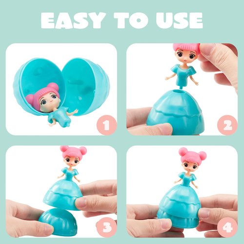 JOYIN 12 Pcs Prefilled Easter Egg Princesses Toys, Surprise Egg Shell Reveals Princess Doll, Easter Eggs for Easter Eggs Hunt, Easter Basket Stuffers, Party Favor, Classroom Prize Supplies