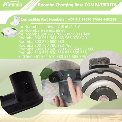AURUNHO Roomba Charging Base, Roomba Charger Dock, Replacement Roomba Docking Station for Roomba for Roomba 500 600 700 800 900 e5 e6 i1 i3 i4 i6 i7 i8 Series -with North American Line Power Cord