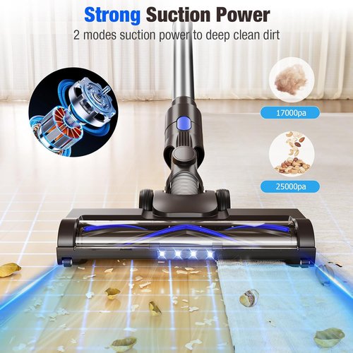Airdiyaa Cordless Vacuum Cleaner - 40Kpa Powerful Stick Vacuum for Home | 8-in-1 Lightweight Design, 1.5L Dust Cup & Anti-Tangle Feature