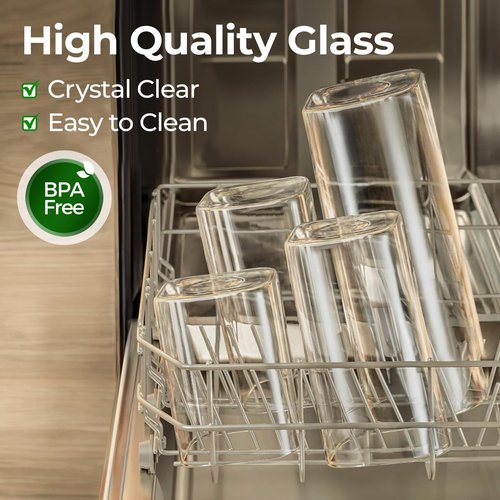 ComSaf Glass Storage Containers - 1.8 Qt Rectangle Jars with Bamboo Lids | Clear Food Storage for Pantry Essentials