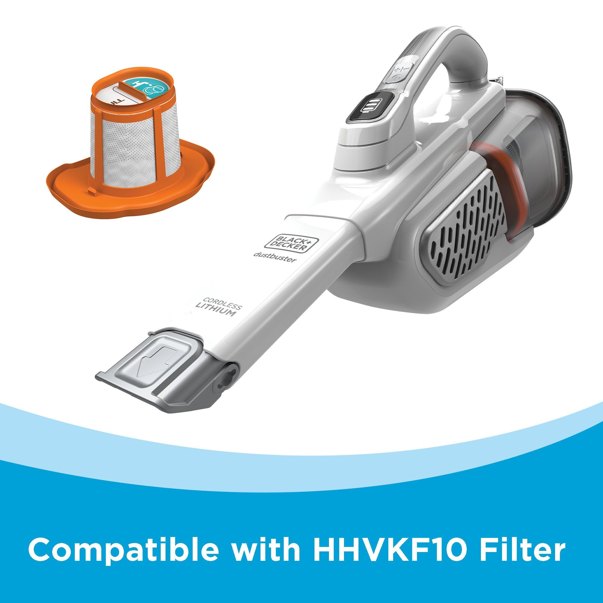 BLACK+DECKER Dust Buster Hand Held Vacuum Cordless Rechargeable, Portable Vacuum for Car, Extended Runtime, Powerful Suction, Extra Long Crevice Tool, AdvancedClean+ (HHVK320J10)
