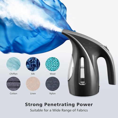 HiLIFE Portable Clothes Steamer - 700W Handheld Design with 240ml Capacity for Home & Office - Black