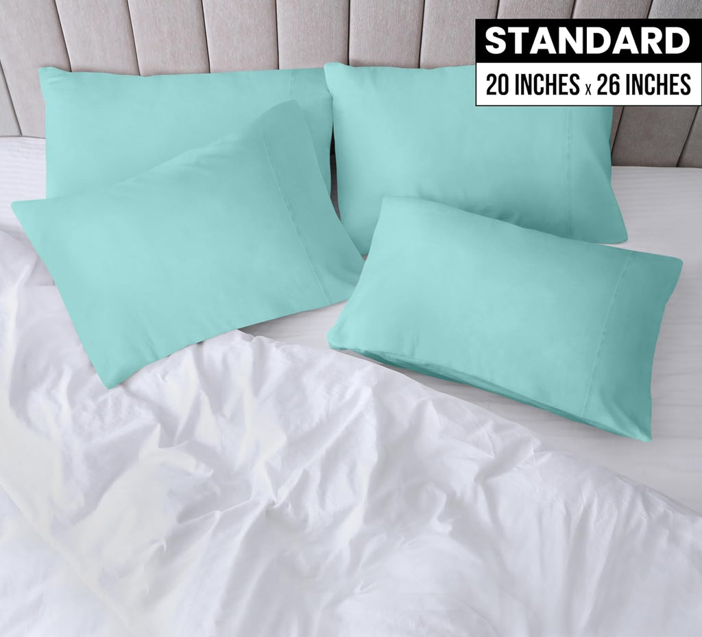 Utopia Bedding Standard Pillow Cases - Soft Brushed Microfiber - 4 Pack, Spa Blue, 20 x 26 Inches