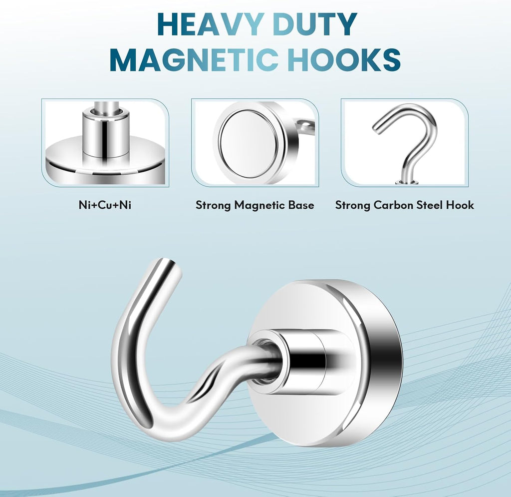 Neosmuk Magnetic Hooks - Heavy Duty 30lb+ Magnetic Hooks for Cruise Cabins & Travel | Essential Must-Have