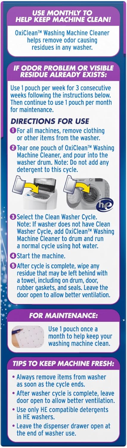 OxiClean Washing Machine Cleaner - Odor Blasters for Freshness | 4 Count Pack