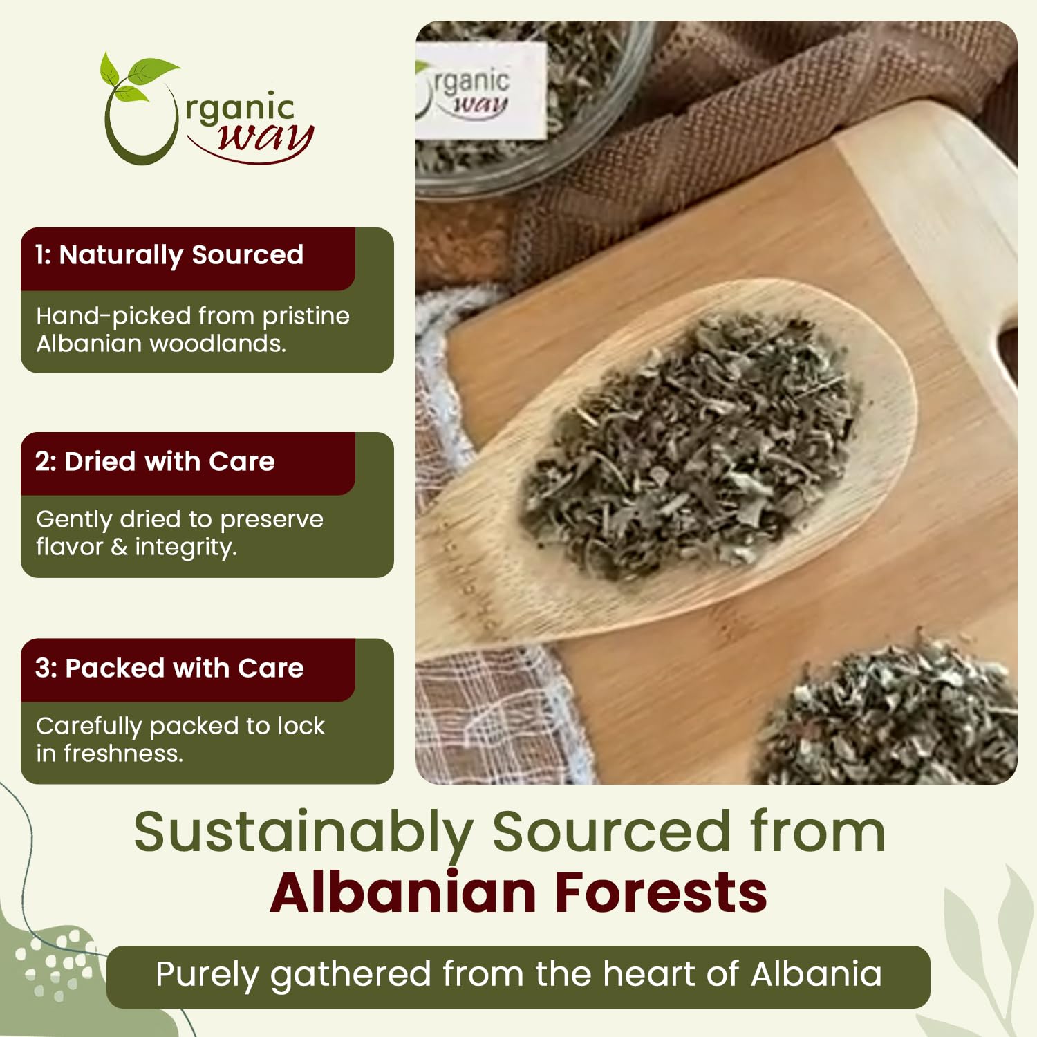 Organic Way Blackberry Leaf (Rubus fruticosus) Cut & Sifted - Herbal Tea | European Wild-Harvest | Organic & Kosher Certified | Non GMO & Gluten Free | USDA Certified | Origin - Albania (1/4 LBS)