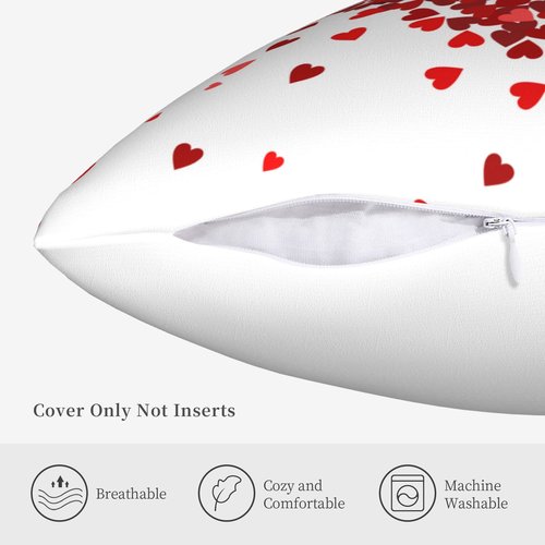 Aitukang Valentines Pillow Covers 18x18 Set of 2 Red Heart Valentine's Day Throw Pillow Cases Home Decorations Cushion Cover for Couch Sofa Bed Farmhouse