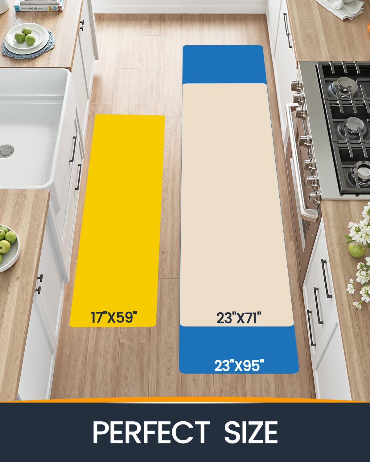 Oakeep Kitchen Mats for Floor Cushioned Anti Fatigue, 23x71 Long Runner Rug Waterproof, Memory Foam Padded for Standing, Black