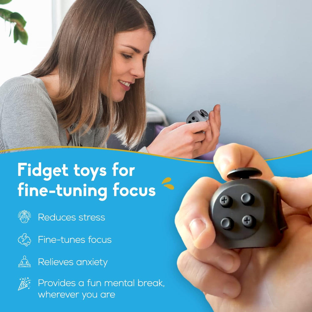 PILPOC Fidget Cube - 6-Sided Stress Relief Toy for Adults & Kids | Boosts Concentration & Mindfulness (Midnight)