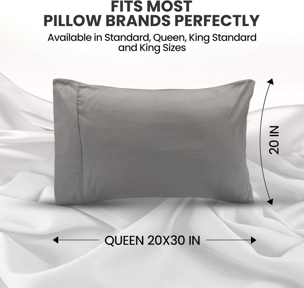 Utopia Bedding Pillow Covers - Soft Brushed Microfiber, Oeko-TEX Certified | Queen Size 2-Pack, 20x30 Inches (Grey)