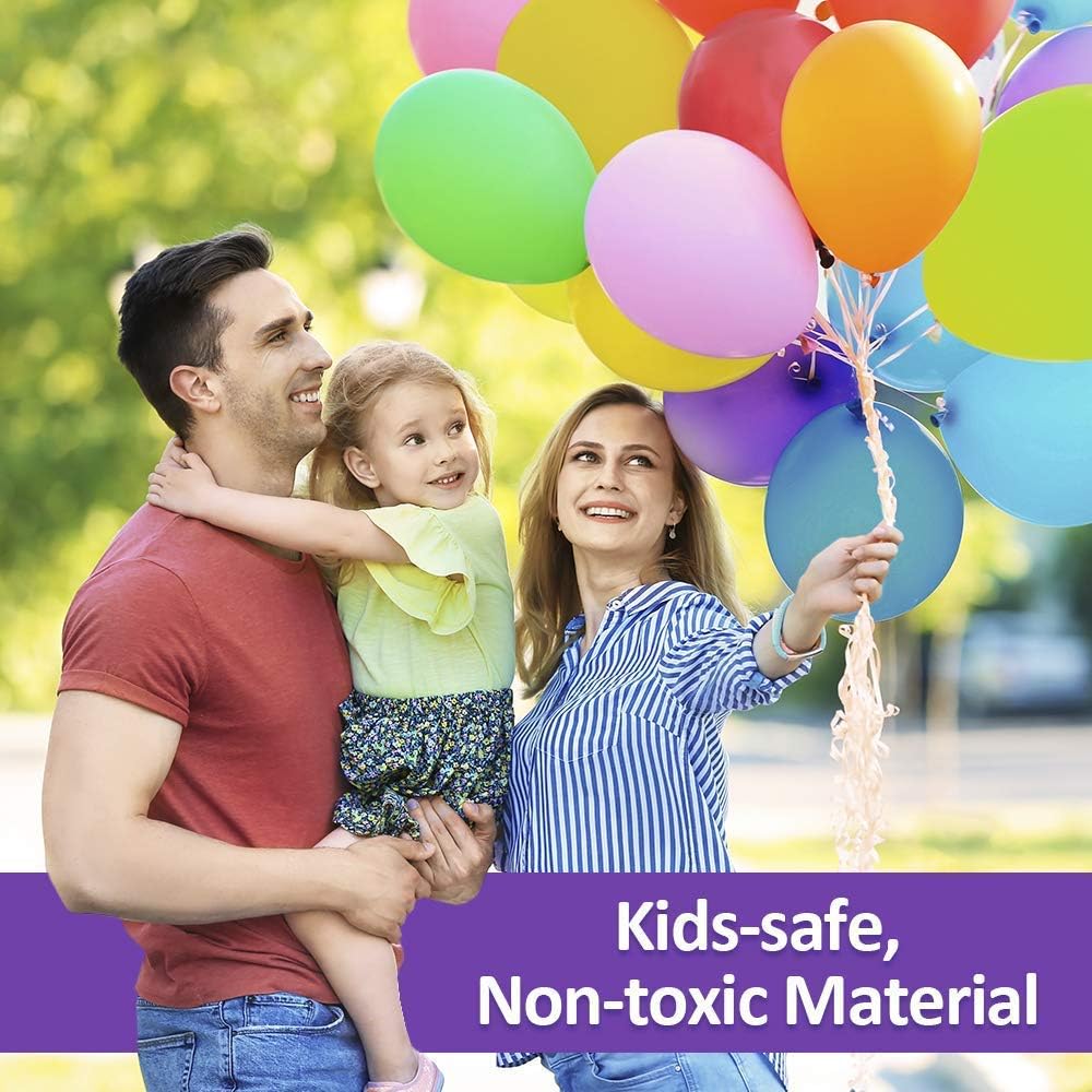 100 Pack Strong Latex Party Balloons - 10 Inch Assorted Colors for Helium or Air | Perfect for Kids' Birthday & Rainbow Weddings