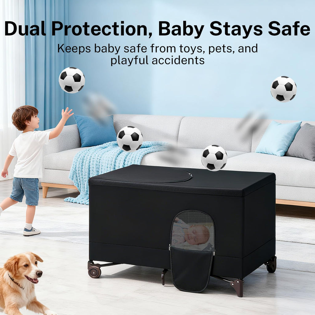 KBVASOTZ Breathable Pack n Play Blackout Cover, Portable Stretchy Netting Cover for Indoor Outdoor Travel Playard