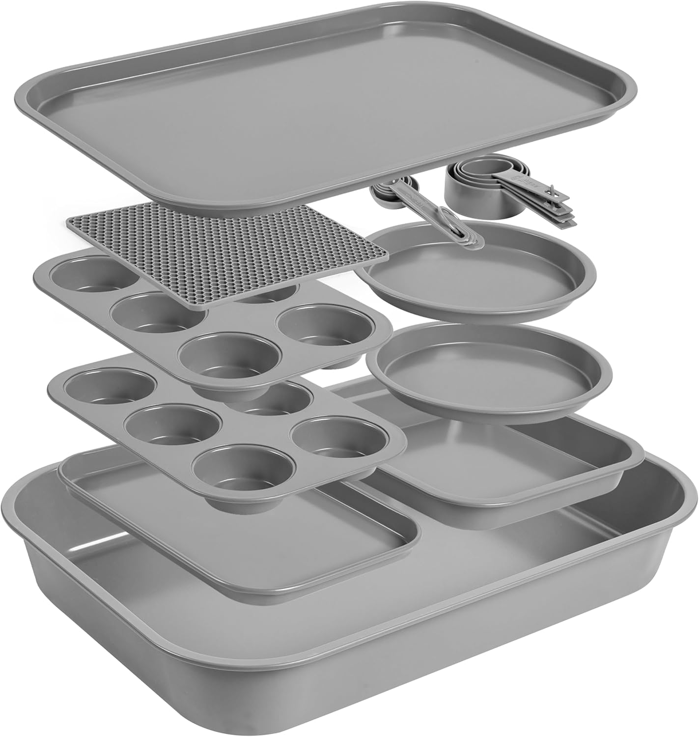 Skiennix Non-Toxic Bakeware Set - PFOA-Free 11pc Stackable Nonstick Baking Pans | Muffin, Cookie, Cake & Roaster Pans