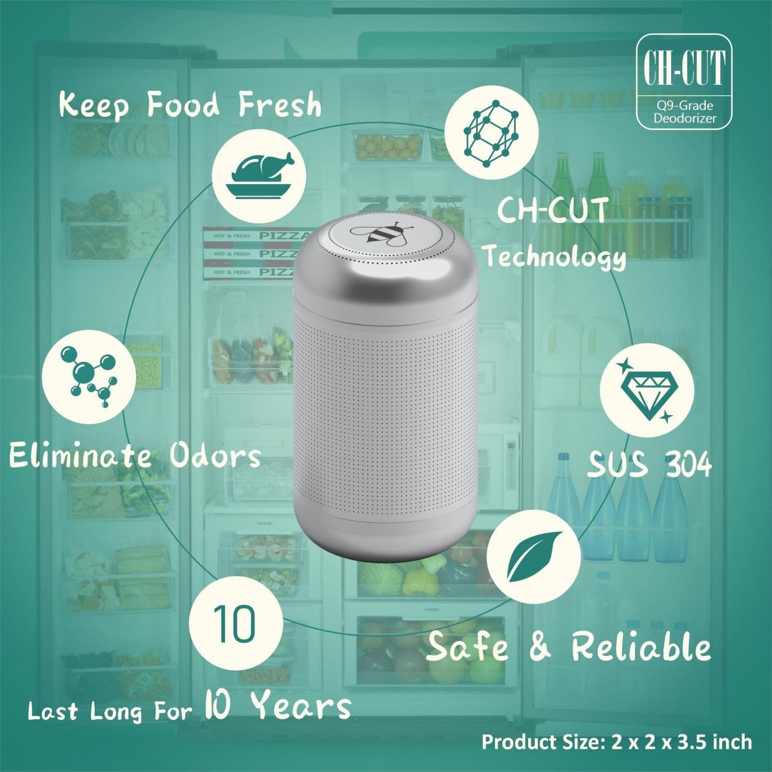 Magic Capsule Refrigerator Deodorizer - 10-Year Odor Eliminator | Superior to Baking Soda & Charcoal Bags