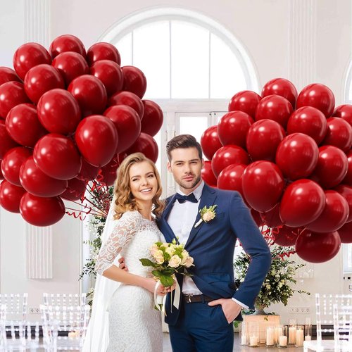 Dark Red Balloons - 12 Inch Latex Party Balloons | 50 Pack for Bridal Shower & Birthday Decorations
