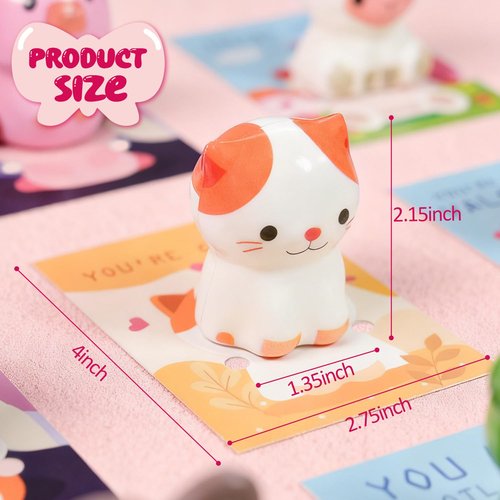 Valentines Day Gifts for Kids, 24 Packs Valentines Cards with Animal Squishy Toys, Valentine Exchange Gifts for Classroom School Party Favor, Valentine's Cards for Kids Toddlers Boys Girls