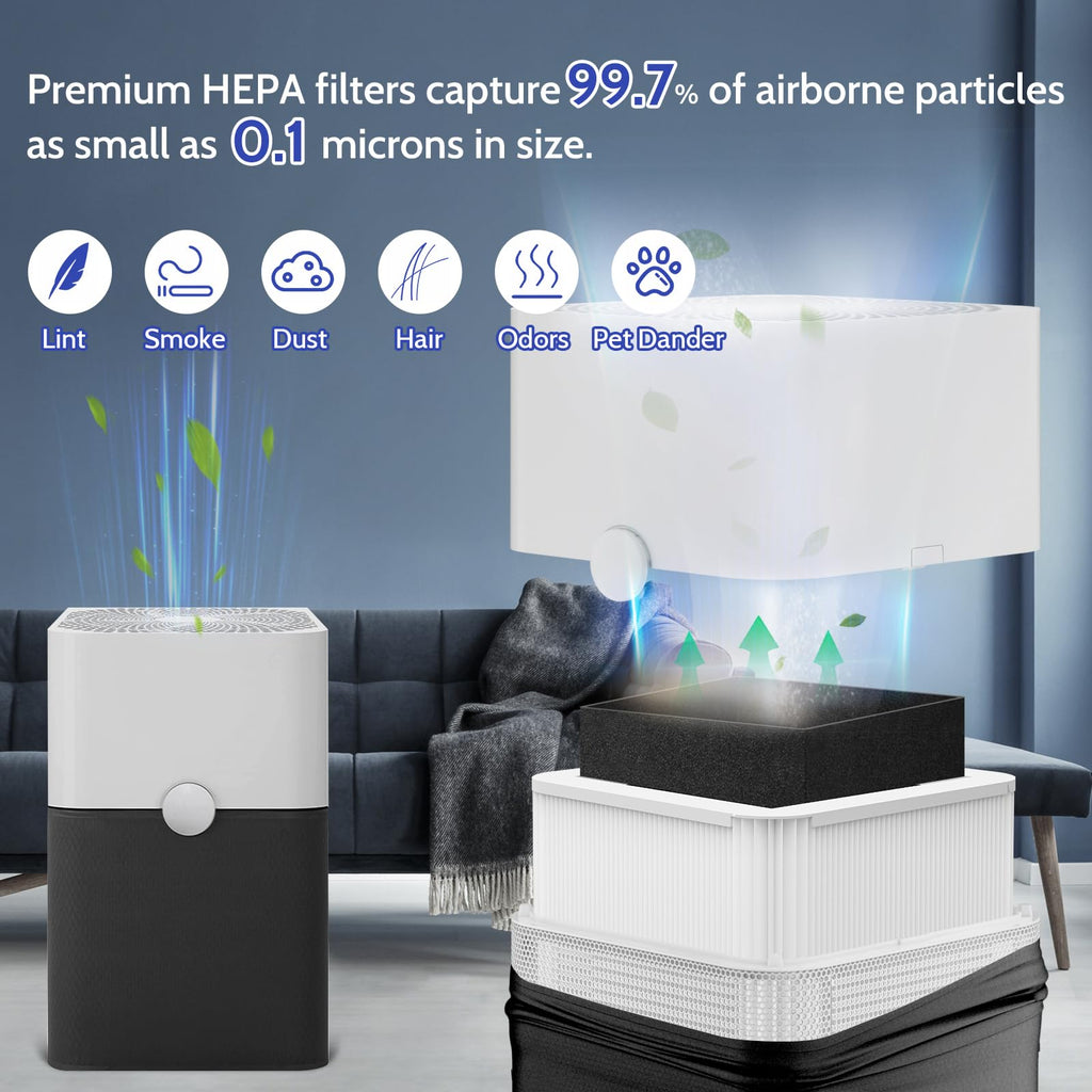 XBGG 211+ Replacement Filter Compatible with Blue Pure 211 Air Purifier Series, 2-in-1 Filtration System of H13 True HEPA and Activated Carbon Filter, 2 Pack
