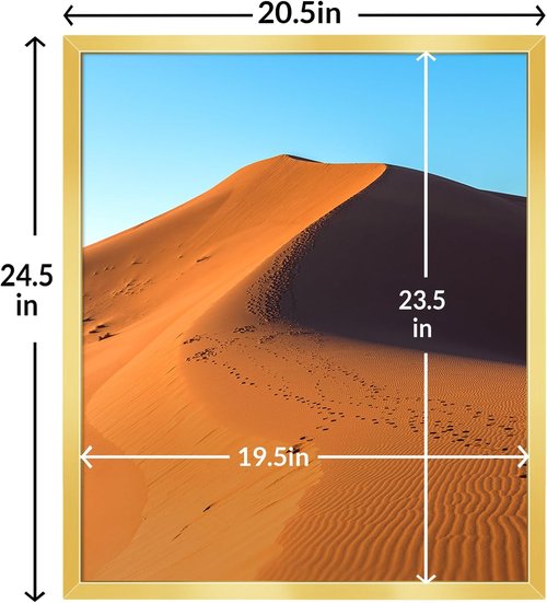 LaVie Home 20x24 Gold Picture Frame - HD Plexiglass Wall Display Frame for Vertical/Horizontal Use