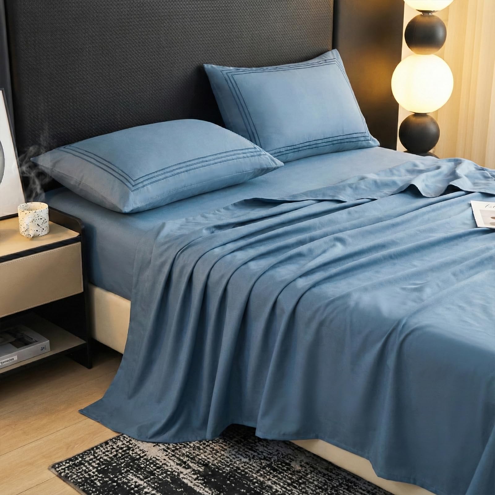 DCSKY Queen Bed Sheets Set, Soft Breathable Bedding Sheet Set, Sheets Set with 16" Deep Pocket Design (4 Pieces, Queen, Milk Tea)