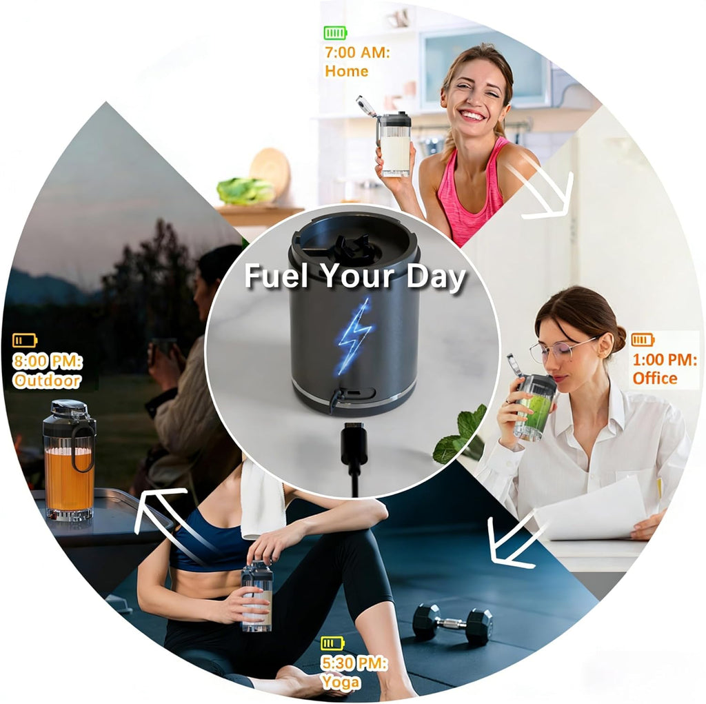Skiennix Personal Blender - Portable Smoothie Maker with 4 Programs | Cordless & USB-C Rechargeable, 18 oz