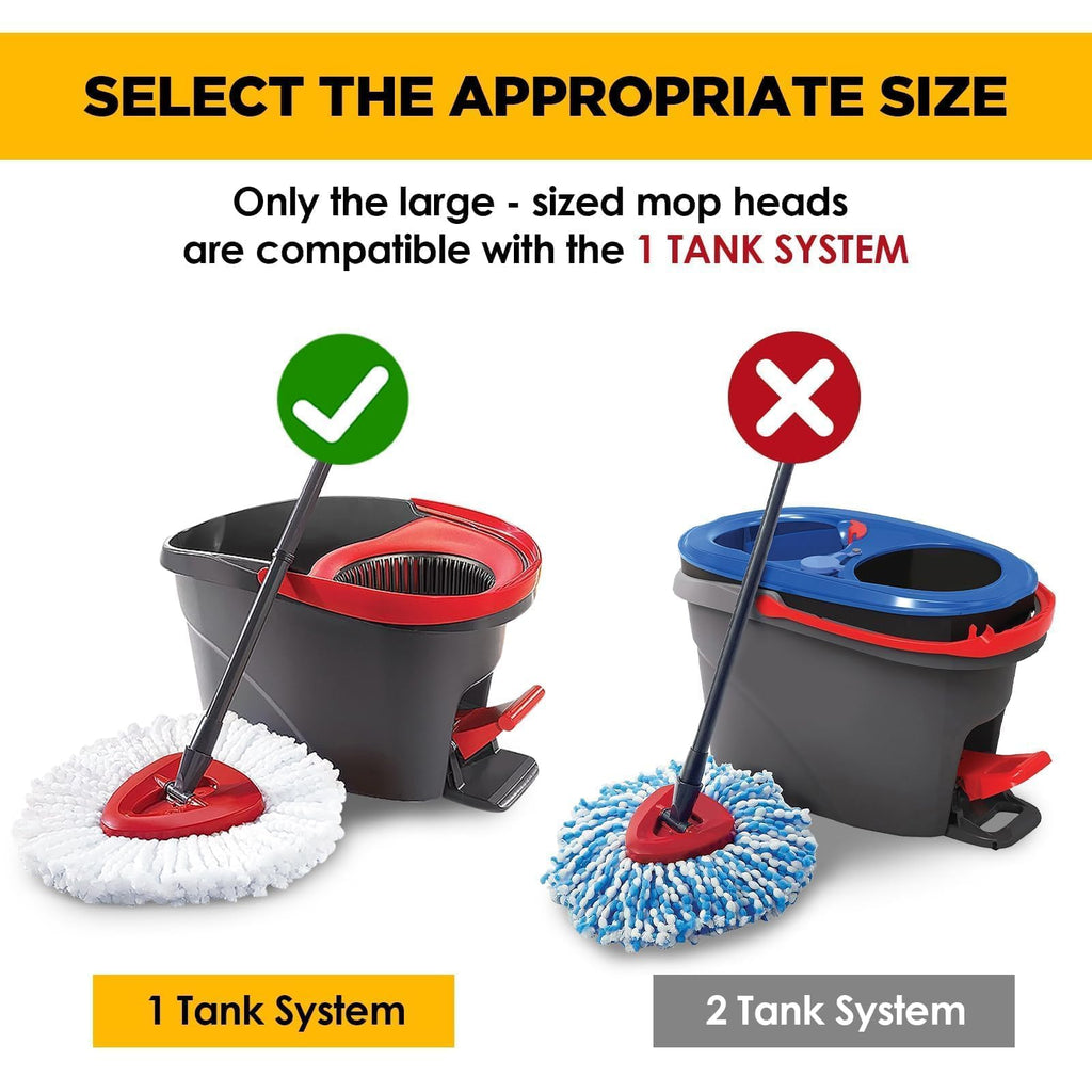 Mop Head Replacement for Ocedar, Spin Mophead Replacements, Compatible with Cedar Easywring 1-Tank System, Microfiber 6 Pack 360 Degree Swivel Mop Refills, Machine Washable and Easy to Replace