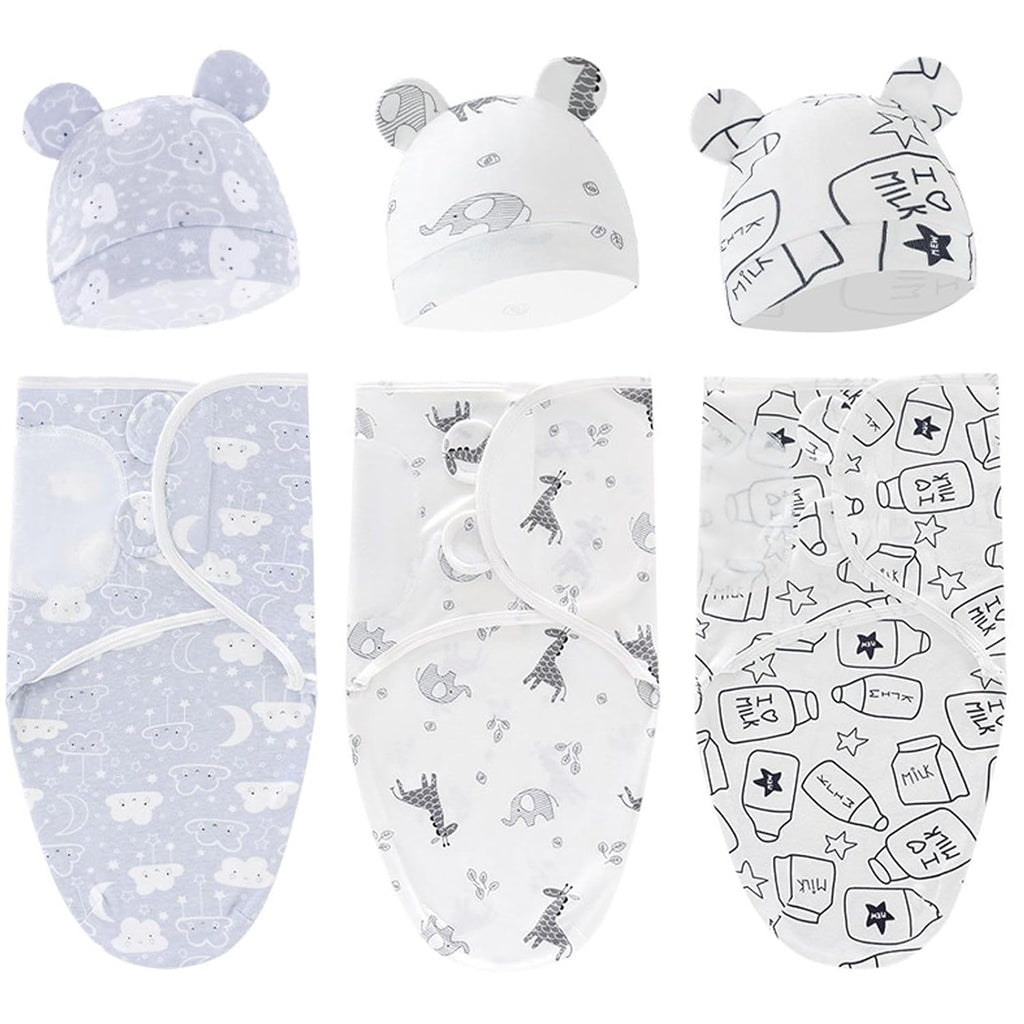 Skiennix 3-Pack Organic Swaddle Sleep Sacks - Ergonomic Newborn Wraps for 0-3 Months