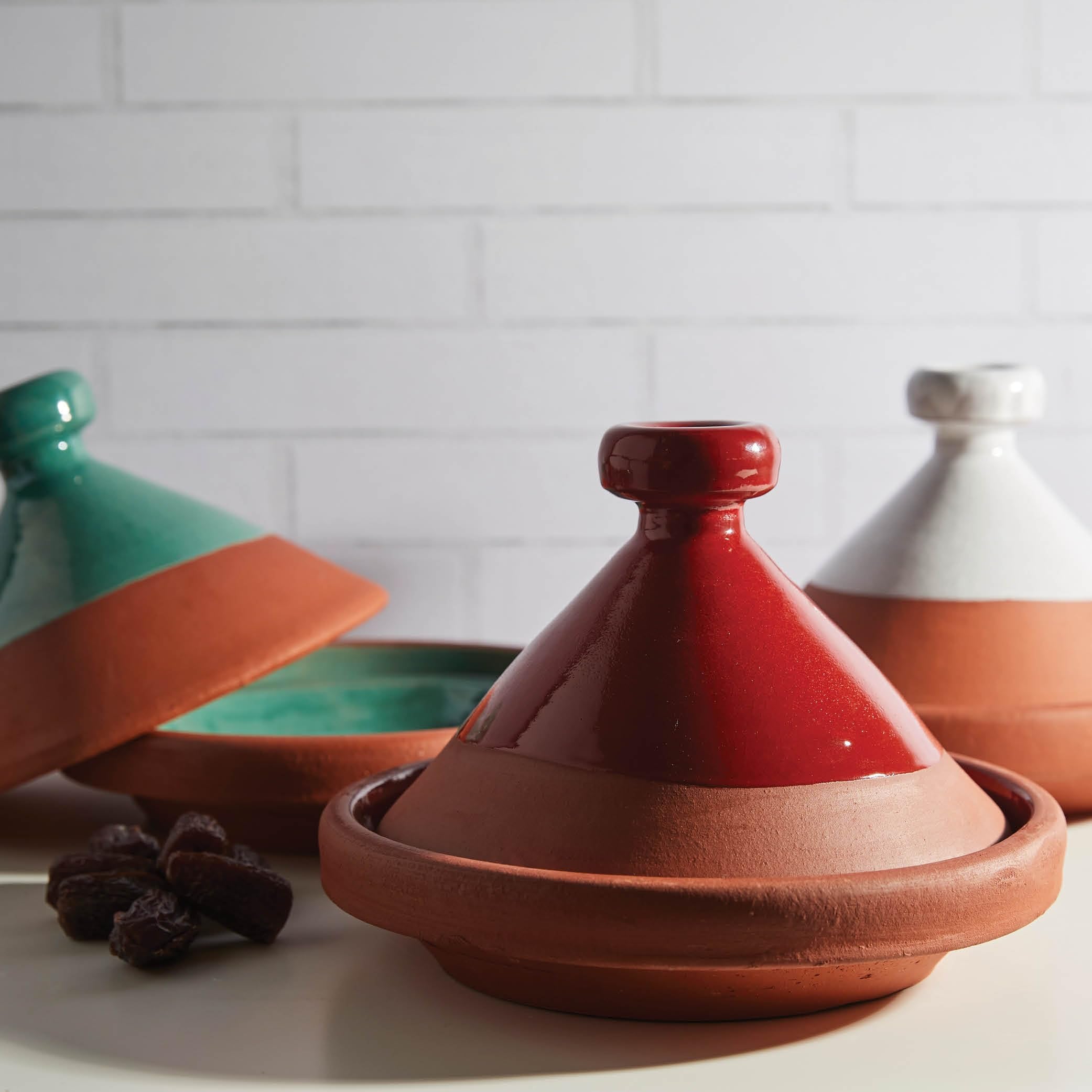 Verve CULTURE Moroccan Tagine Pot, Traditional Ceramic Cooking Pot, Contemporary Style Tangine, Teal, 7" Tall / 10 Diameter