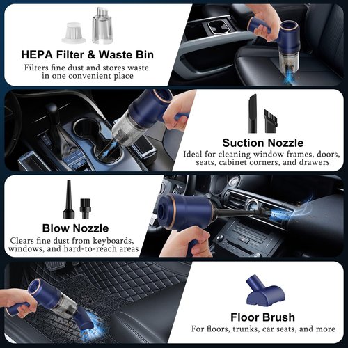 KMM Handheld Car Vacuum Cleaner - 9000Pa High Power 120W with LED Light & Multi-Nozzles | Perfect for Home & Pet Cleaning
