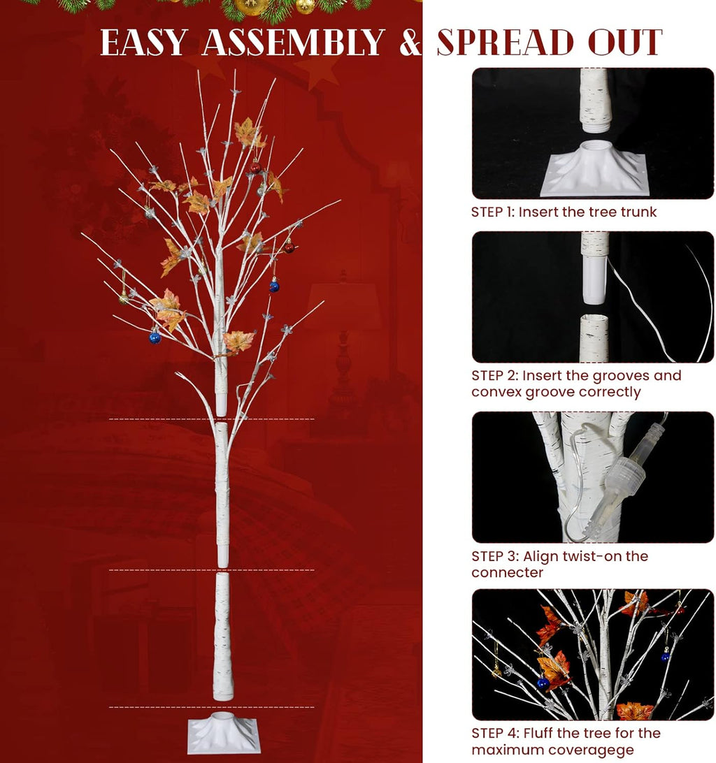 AWQM Artificial Lighted Trees - 3 Pack of 4ft, 5ft & 6ft Warm White LED Christmas Decor for Indoor/Outdoor Use