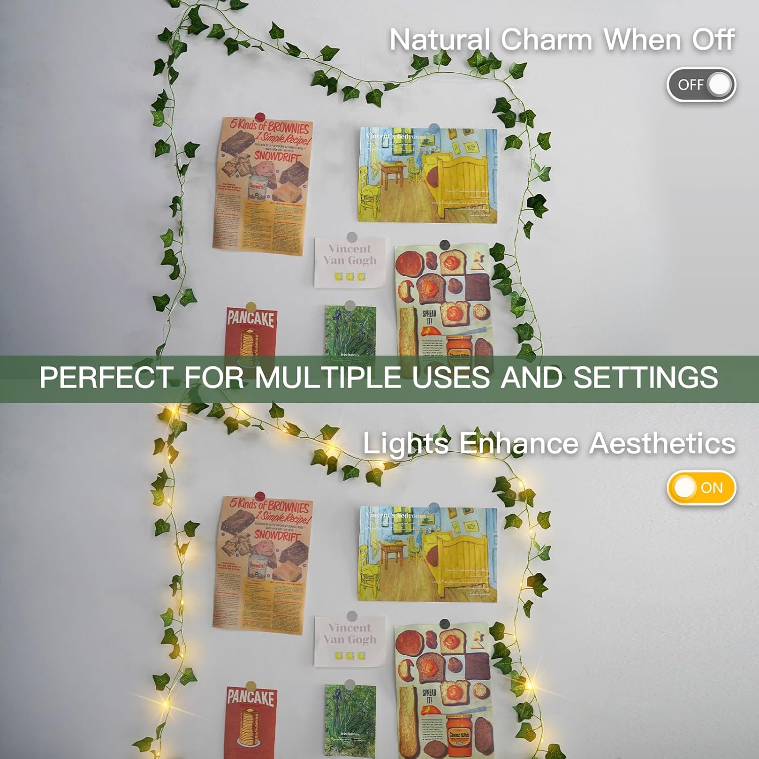 Suddus Ivy String Lights - 40 LED Fairy Lights with Remote | 13.1ft Battery Operated for Bedroom, Garden, Wedding Decor (Warm White)