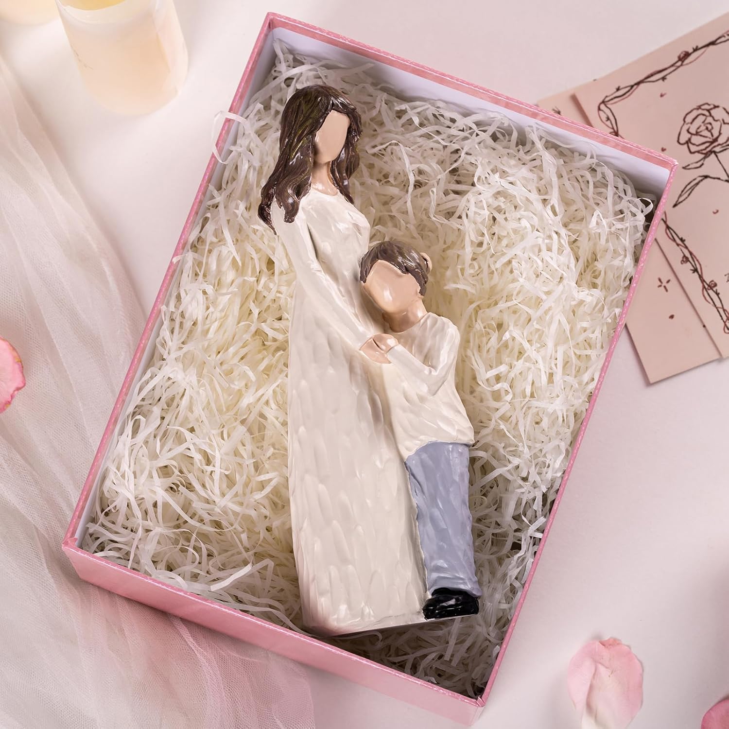 Regine Switzerland Mother and Son Figurines - Hand-Painted Family Sculpture Gift | 9.5" H for Birthdays & Holidays