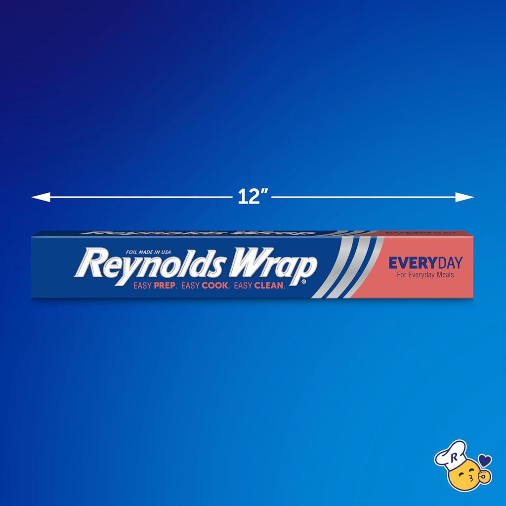 Reynolds Wrap Aluminum Foil Roll - Everyday Strength, Freezer & Grill Safe, 12" Wide, 100 Sq. Ft.