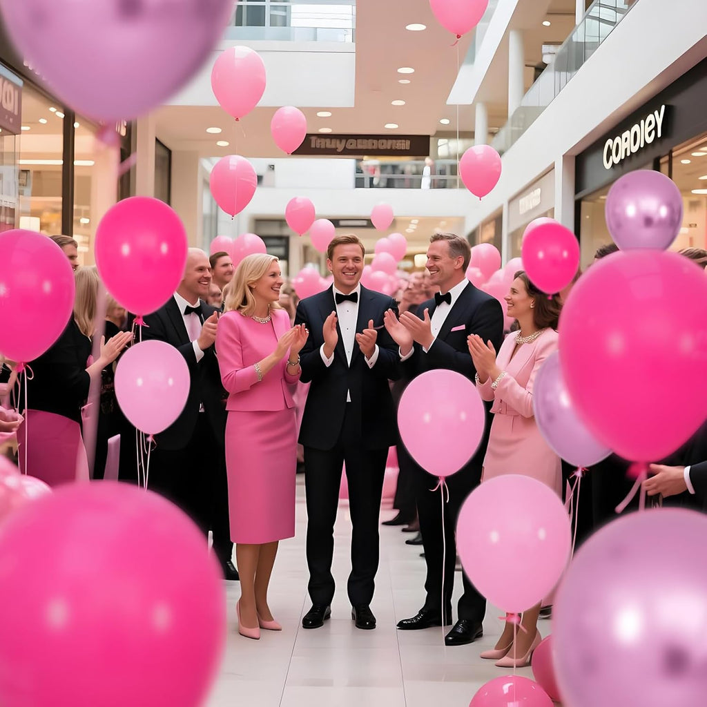 Skiennix 12-Inch Pink Balloons - Hot Pink & Metallic for Birthday, Wedding, Baby Shower Decor