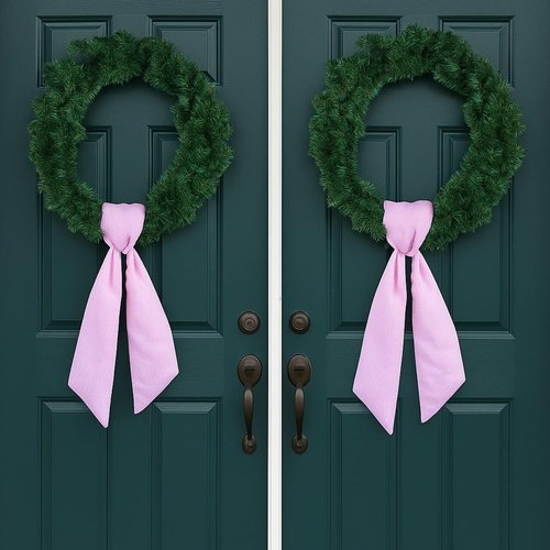 NUVCELKA Pink Striped Wreath Ribbon Set 2 Pack for Door Wreath, 5.12" Wide x 54.33" Each Baby Girl Shower Event Bundle Sweet Sash Bow Pair Gift