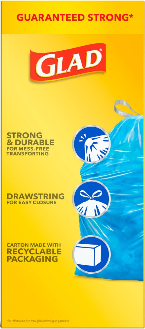 Glad 30 Gallon Garbage Bags, Large Drawstring Trash Bags, Blue, 28 Count (Pack of 1)