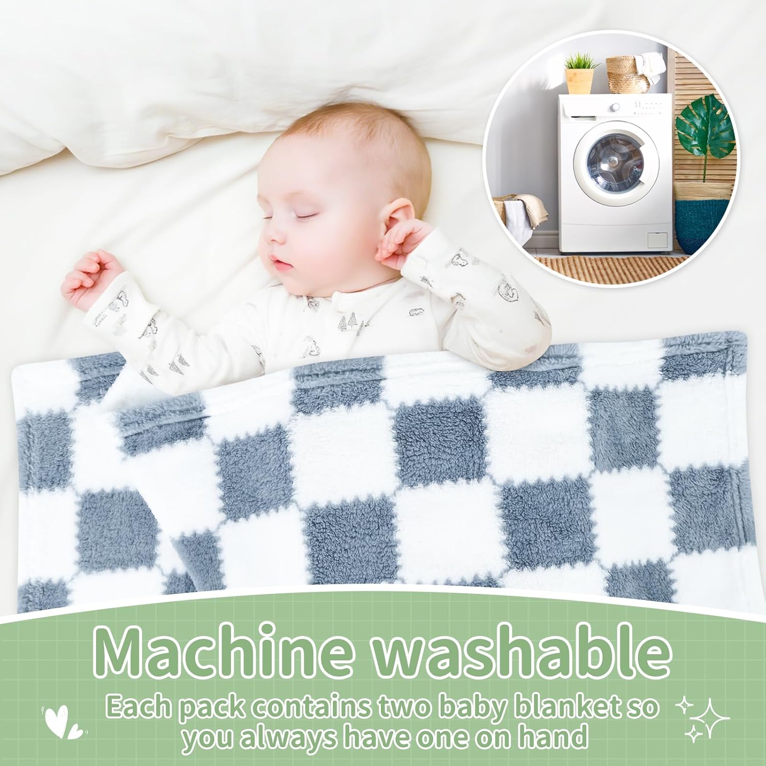 Regine Switzerland Checkered Baby Blanket - Soft Fleece for Boys | 2-Pack, 28 x 40 Inches, Ideal Newborn Gift