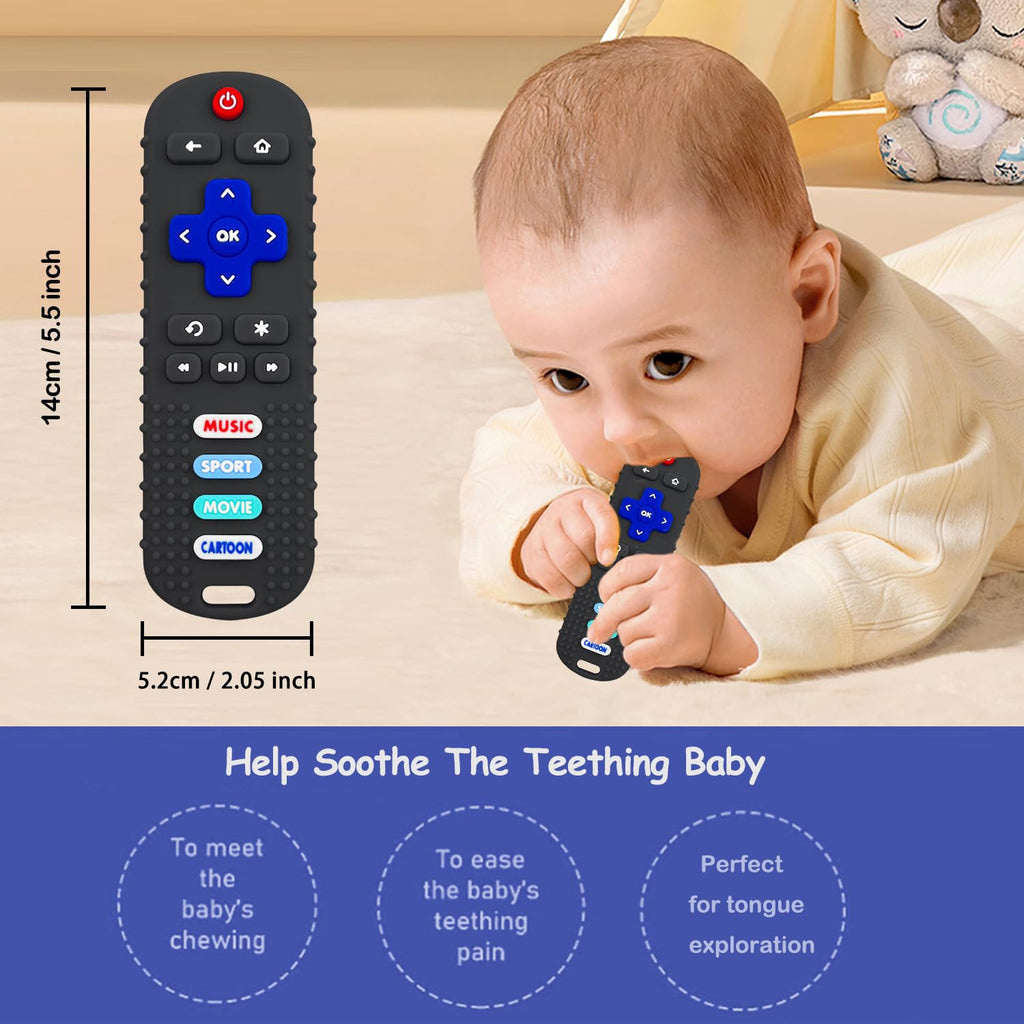 ROBBEAR Baby Teething Toys - Soft Silicone Remote Control Teether for Infants 3-18 Months | BPA Free Chew Toy