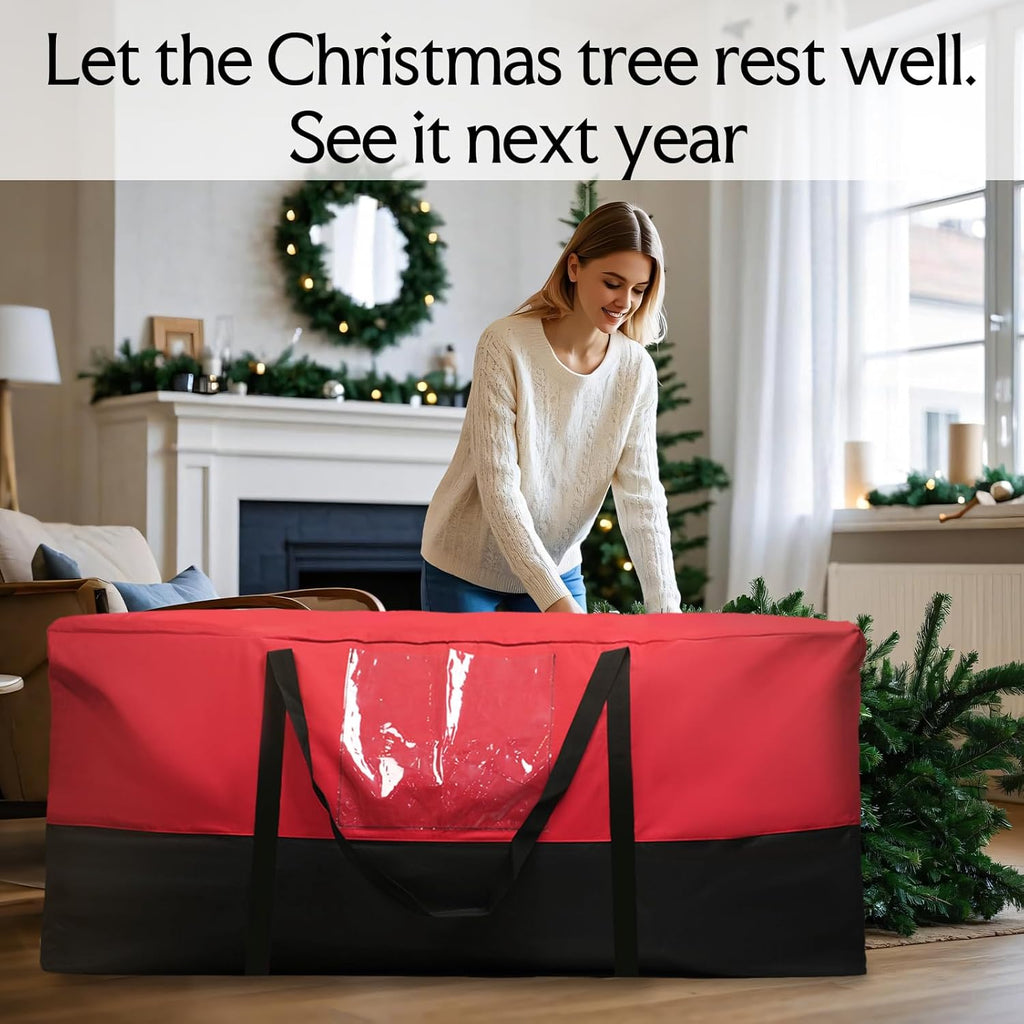 Skiennix Christmas Tree Storage Bag - Heavy Duty 600D Oxford Material for Up to 8 Ft Trees | Dampproof with Reinforced Handles & Dual Zipper