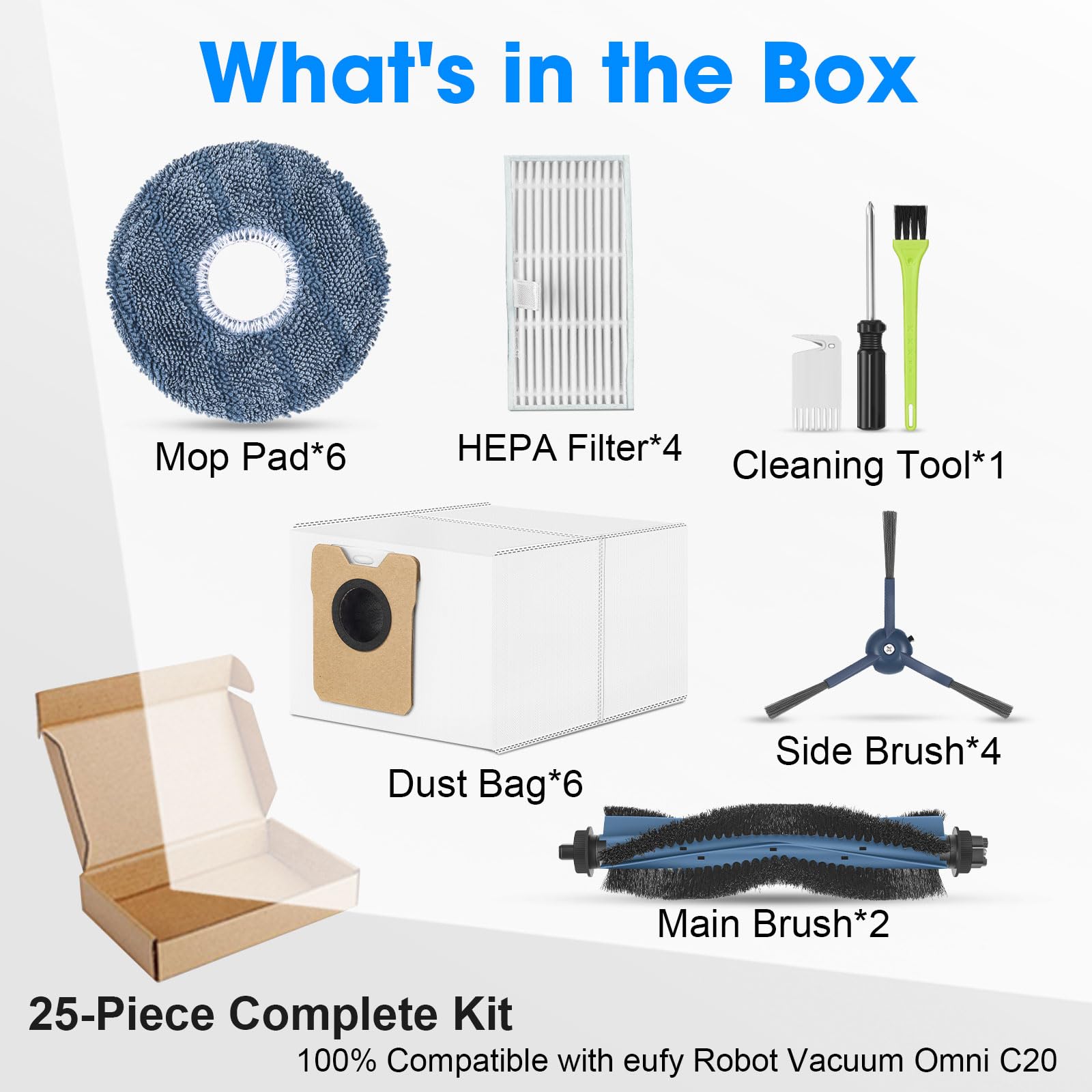 DrRobor Vacuum Replacement Parts for Eufy Omni C20