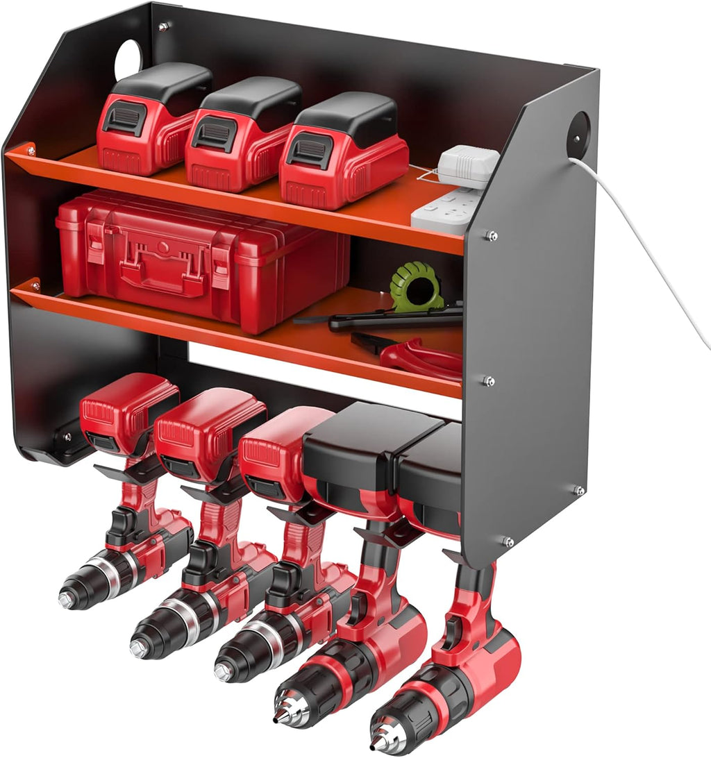 Ultrawall Power Tool Organizer - Heavy Duty Wall Mount Drill Holder with Two-Level Storage Rack