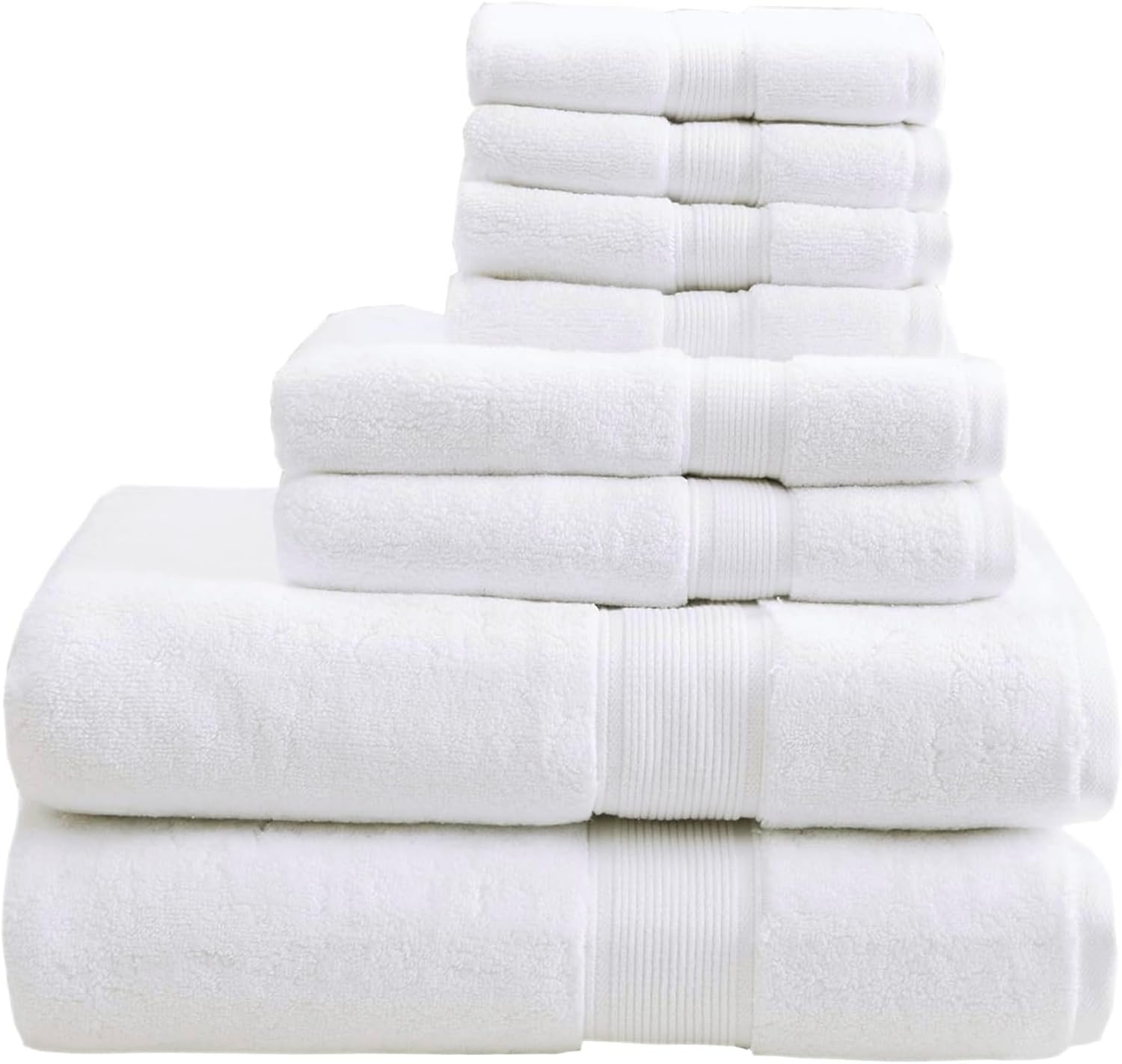 Madison Park 800GSM Cotton Bath Towel Set - Luxurious Absorbent Towels | 8-Piece White Spa Quality Set