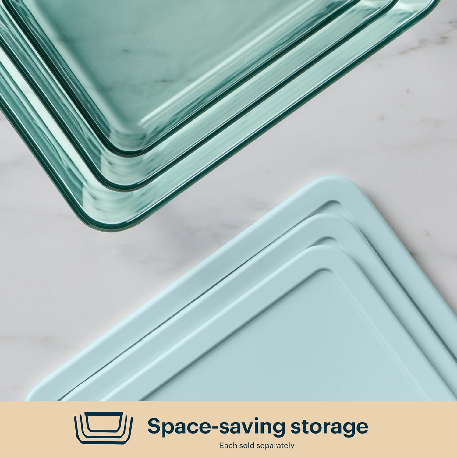 Pyrex Colors Tinted Glass Food Storage Container - 11 Cup, BPA-Free Lids, Aqua | Microwave & Dishwasher Safe