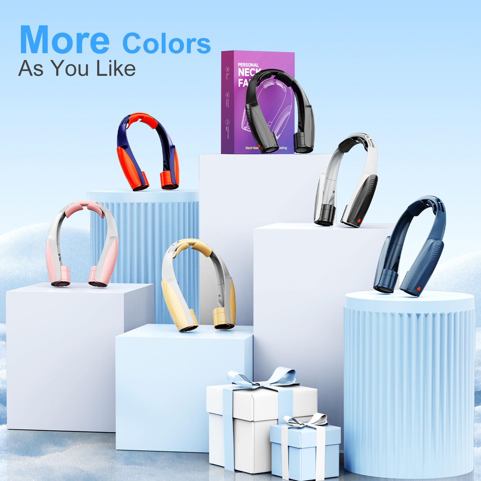 Portable Neck Fan with 6 Powerful Speeds, 8000mAh Battery Operated USB-C Rechargeable Fan, 20H Runtime, Hands-Free 360° Cooling Personal Wearable Neck Fan, Gift for Women Men Travel Concerts(Black)